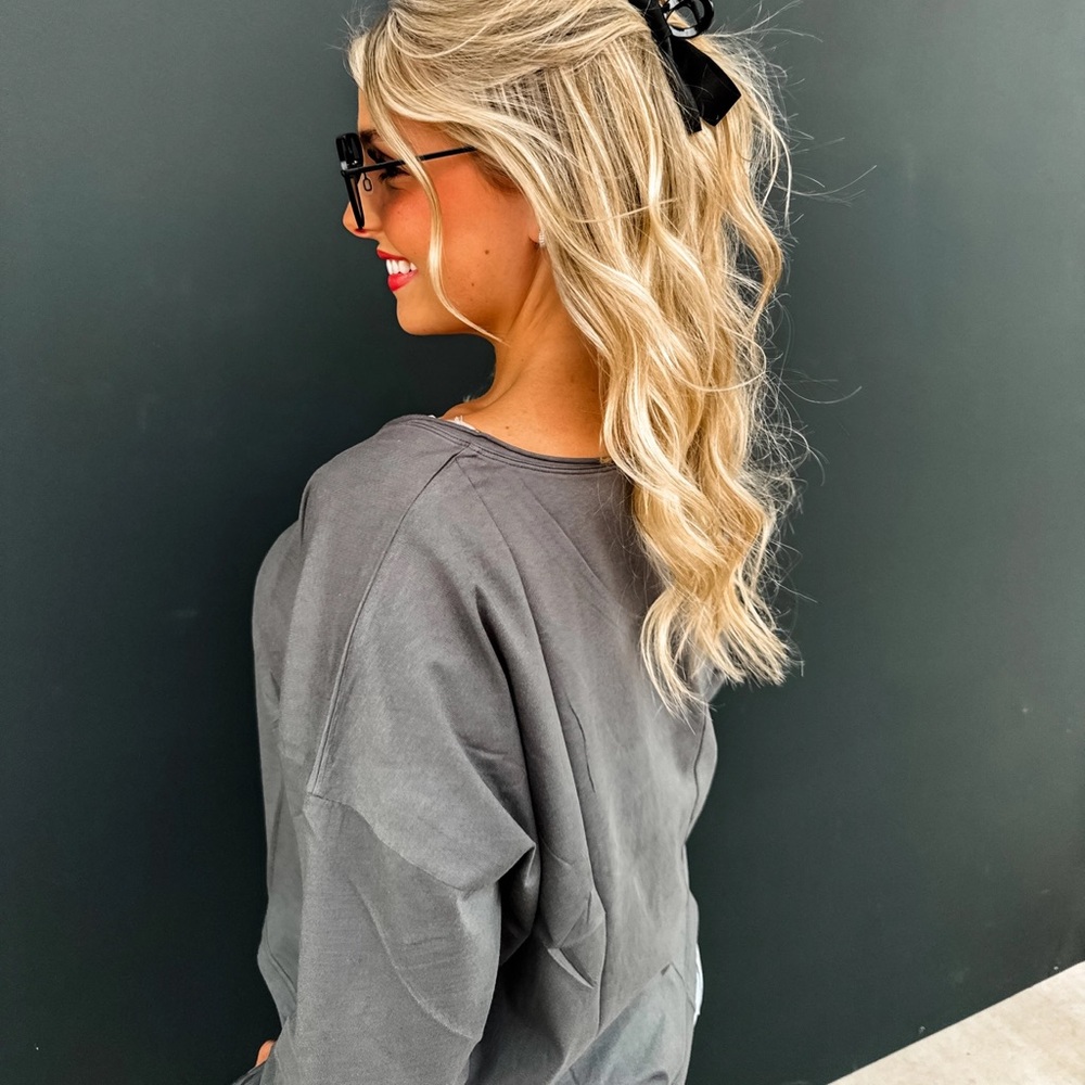 Parker Basic Washed Long Sleeve Tee In Charcoal | LG/XL - Picture 3 of 8